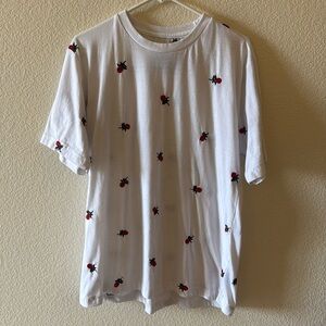 WHITE XL T-SHIRT WITH ROSES